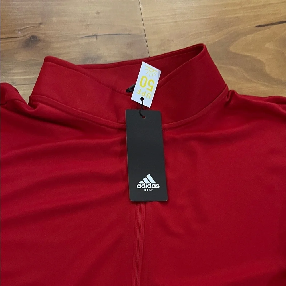 Adidas Bold Red quarter zip / UPF 50